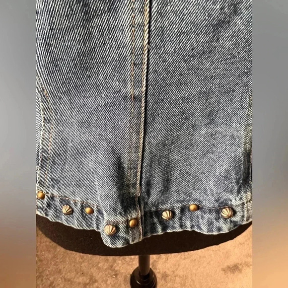 Hairston Roberson Ropa | Vintage Denim Studded Embroidered  Vest | Size S - Picture 6 of 10